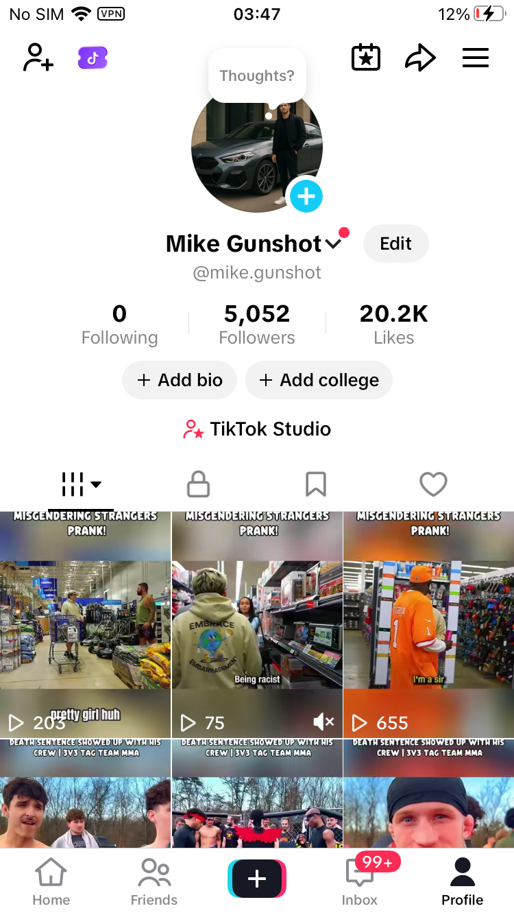 Mike Gunshot - mua acc TikTok YouTube giá rẻ